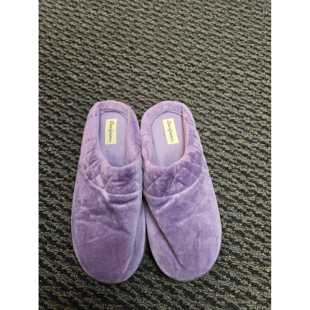 Dearfoams Darcy Quilted Cuff Velour Clog House Slipper Smokey Purple S 7-8 **NEW